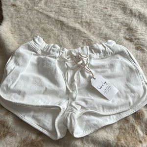 White drawstring denim shorts